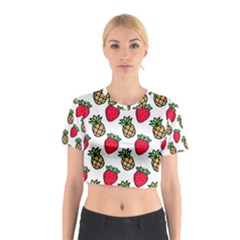 Strawberries Pineapples Fruits Cotton Crop Top by Loisa77