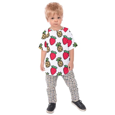 Strawberries Pineapples Fruits Kids  Raglan T-shirt by Loisa77