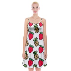 Strawberries Pineapples Fruits Spaghetti Strap Velvet Dress