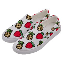 Strawberries Pineapples Fruits Men s Canvas Slip Ons by Loisa77