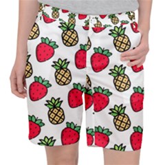 Strawberries Pineapples Fruits Women s Pocket Shorts by Loisa77