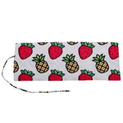 Strawberries Pineapples Fruits Roll Up Canvas Pencil Holder (s) by Loisa77