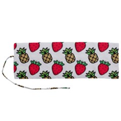 Strawberries Pineapples Fruits Roll Up Canvas Pencil Holder (m) by Loisa77