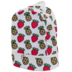 Strawberries Pineapples Fruits Zip Bottom Backpack by Loisa77