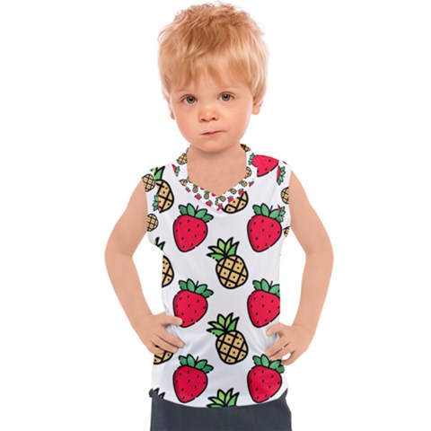 Strawberries Pineapples Fruits Kids  Sport Tank Top by Loisa77