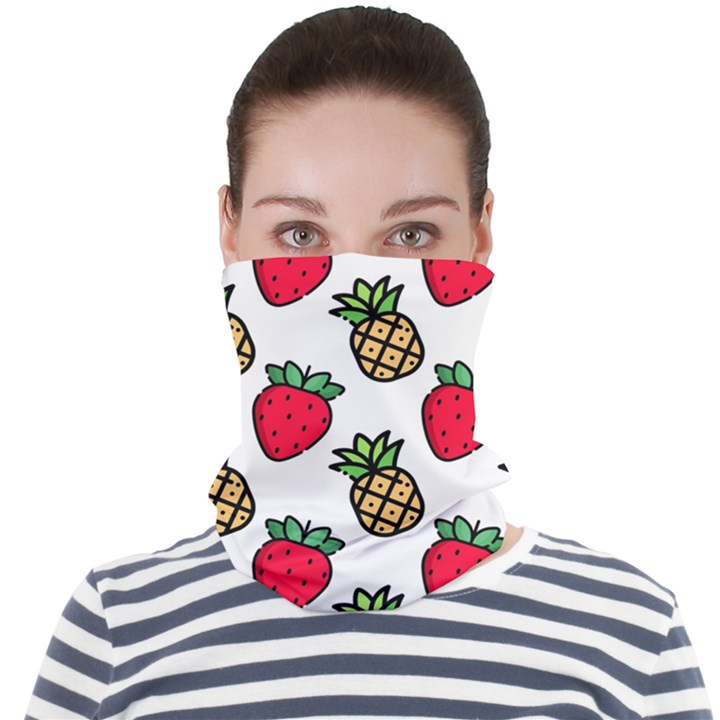 Strawberries Pineapples Fruits Face Seamless Bandana (Adult)