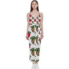 Strawberries Pineapples Fruits V-neck Camisole Jumpsuit by Loisa77