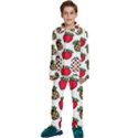 Strawberries Pineapples Fruits Kids  Long Sleeve Velvet Pajamas Set View1