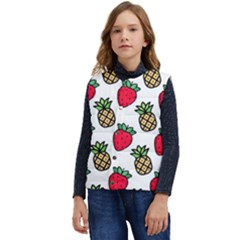 Strawberries Pineapples Fruits Kid s Button Up Puffer Vest	