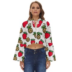 Strawberries Pineapples Fruits Boho Long Bell Sleeve Top