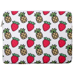 Strawberries Pineapples Fruits 17  Vertical Laptop Sleeve Case With Pocket