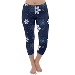 Blue Background Abstract Seamless Capri Winter Leggings 