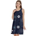 Blue Background Abstract Seamless Round Neck Sleeve Casual Dress With Pockets View3