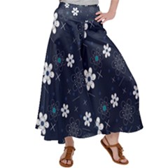 Blue Background Abstract Seamless Women s Satin Palazzo Pants by Loisa77