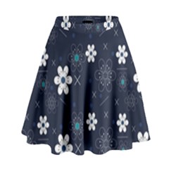 Blue Background Abstract Seamless High Waist Skirt by Loisa77