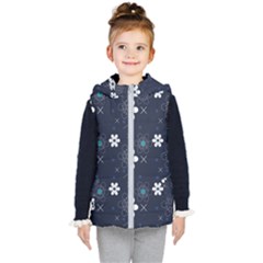 Blue Background Abstract Seamless Kids  Hooded Puffer Vest