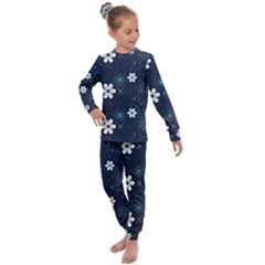 Blue Background Abstract Seamless Kids  Long Sleeve Set 