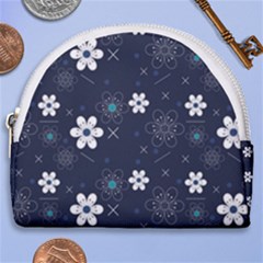 Blue Background Abstract Seamless Horseshoe Style Canvas Pouch by Loisa77