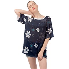 Blue Background Abstract Seamless Oversized Chiffon Top by Loisa77