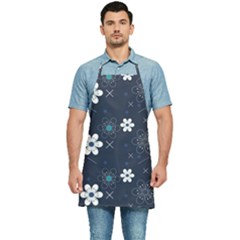 Blue Background Abstract Seamless Kitchen Apron by Loisa77