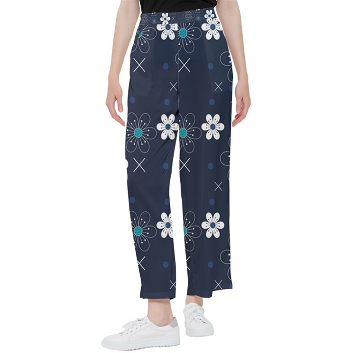 Blue Background Abstract Seamless Women s Pants 