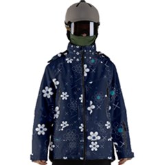 Blue Background Abstract Seamless Men s Zip Ski And Snowboard Waterproof Breathable Jacket