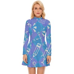 Background Abstract Texture Pattern Long Sleeve Velour Longline Dress by Loisa77