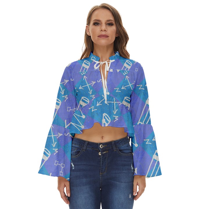 Background Abstract Texture Pattern Boho Long Bell Sleeve Top