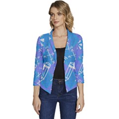 Background Abstract Texture Pattern Women s Casual 3/4 Sleeve Spring Jacket