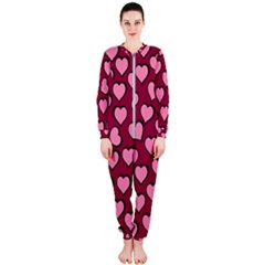 Pattern Pink Abstract Heart Onepiece Jumpsuit (ladies)