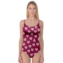 Pattern Pink Abstract Heart Camisole Leotard  by Loisa77