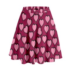 Pattern Pink Abstract Heart High Waist Skirt by Loisa77