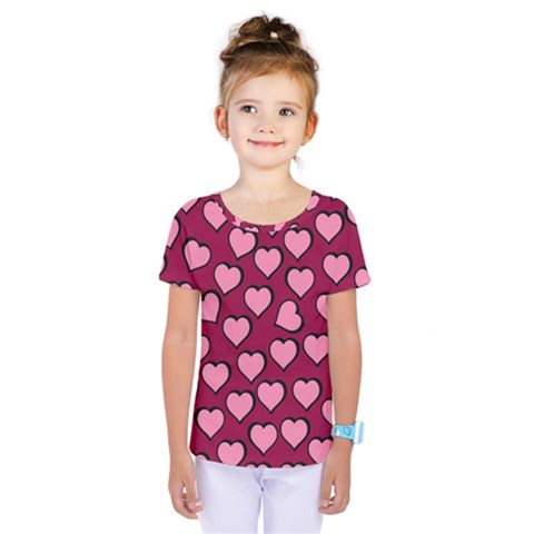 Pattern Pink Abstract Heart Kids  One Piece T-shirt by Loisa77