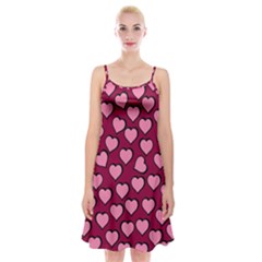 Pattern Pink Abstract Heart Spaghetti Strap Velvet Dress