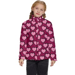 Pattern Pink Abstract Heart Kids  Puffer Bubble Jacket Coat by Loisa77