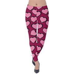 Pattern Pink Abstract Heart Velvet Leggings