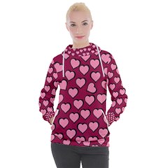 Pattern Pink Abstract Heart Women s Hooded Pullover