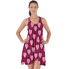 Pattern Pink Abstract Heart Show Some Back Chiffon Dress by Loisa77