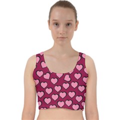 Pattern Pink Abstract Heart Velvet Racer Back Crop Top by Loisa77