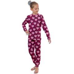 Pattern Pink Abstract Heart Kids  Long Sleeve Set 