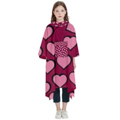 Pattern Pink Abstract Heart Kids  Hooded Rain Ponchos by Loisa77