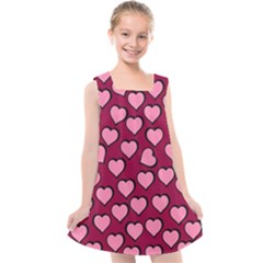 Pattern Pink Abstract Heart Kids  Cross Back Dress by Loisa77