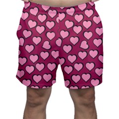 Pattern Pink Abstract Heart Men s Shorts by Loisa77