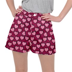 Pattern Pink Abstract Heart Women s Ripstop Shorts by Loisa77