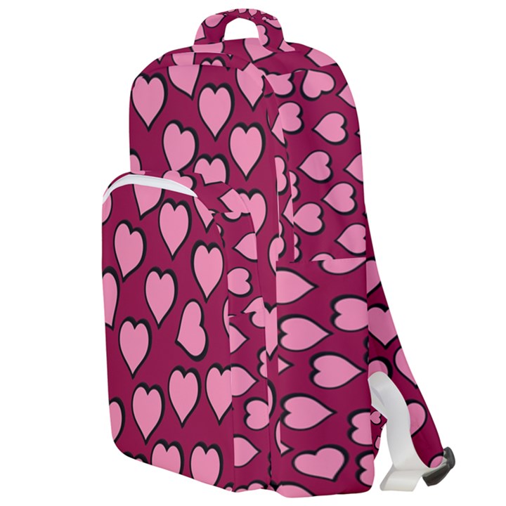 Pattern Pink Abstract Heart Double Compartment Backpack