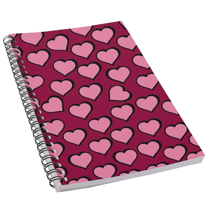 Pattern Pink Abstract Heart 5.5  x 8.5  Notebook