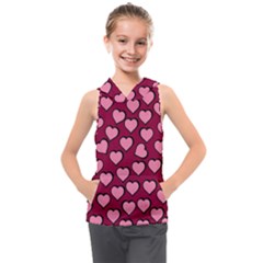 Pattern Pink Abstract Heart Kids  Sleeveless Hoodie by Loisa77