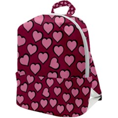 Pattern Pink Abstract Heart Zip Up Backpack by Loisa77