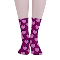 Pattern Pink Abstract Heart Smooth Crew Length Tube Socks