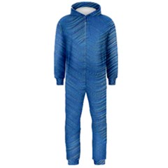 Blue Wave Abstract Texture Seamless Hooded Jumpsuit (men)